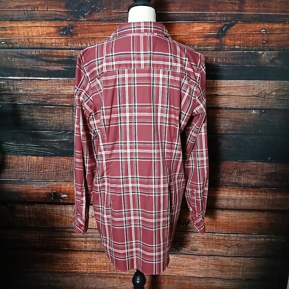 Orvis Top Size 14 Burgundy Plaid Cotton Button Front Shirt - Picture 4 of 9